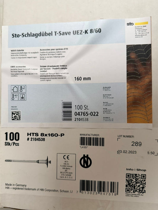 STO-Schlagdübel T-Save UEZ-K 8/60 HTS 8x160-P